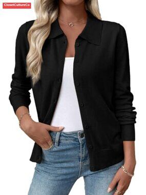 Lightweight Wool Blend Button Down Cardigan Sweater
